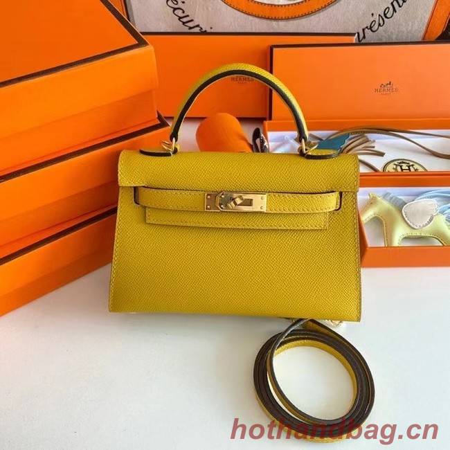 Hermes Kelly 19cm Shoulder Bags Epsom Leather KL19 Gold hardware yellow