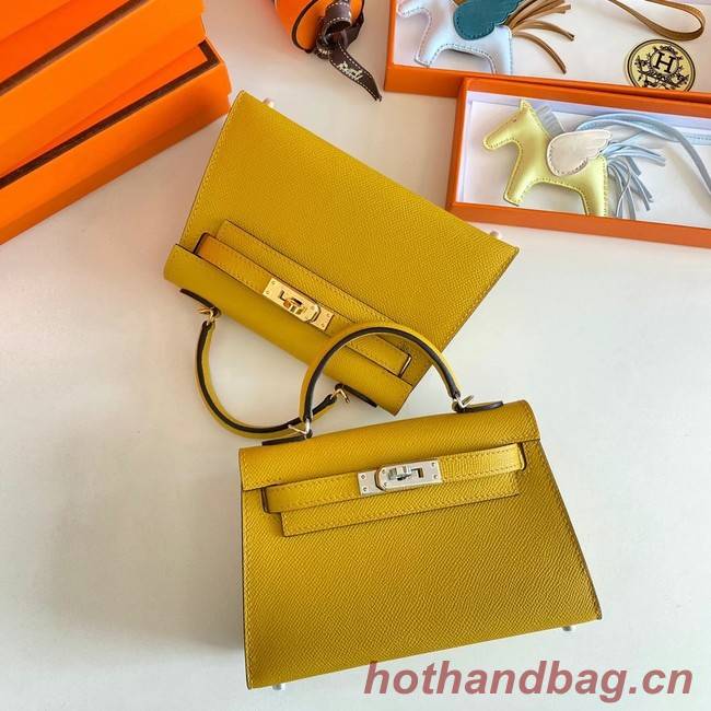 Hermes Kelly 19cm Shoulder Bags Epsom Leather KL19 Gold hardware yellow