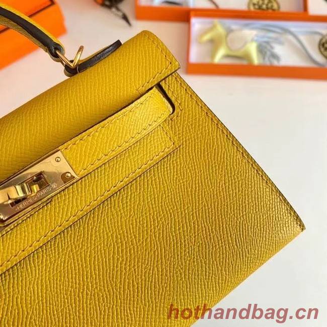 Hermes Kelly 19cm Shoulder Bags Epsom Leather KL19 Gold hardware yellow