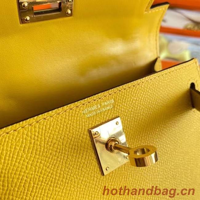 Hermes Kelly 19cm Shoulder Bags Epsom Leather KL19 Gold hardware yellow