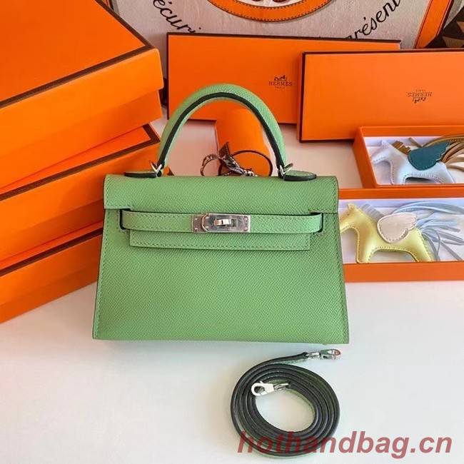 Hermes Kelly 19cm Shoulder Bags Epsom Leather KL19 Silver hardware Avocado Green