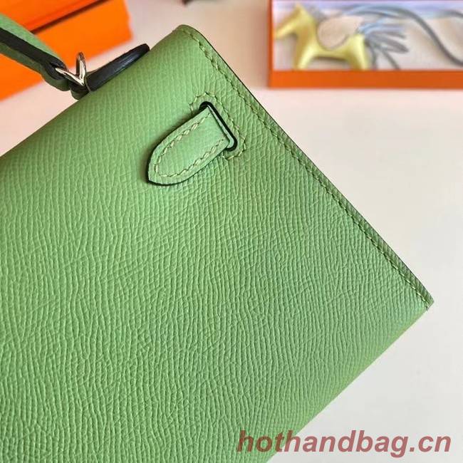 Hermes Kelly 19cm Shoulder Bags Epsom Leather KL19 Silver hardware Avocado Green