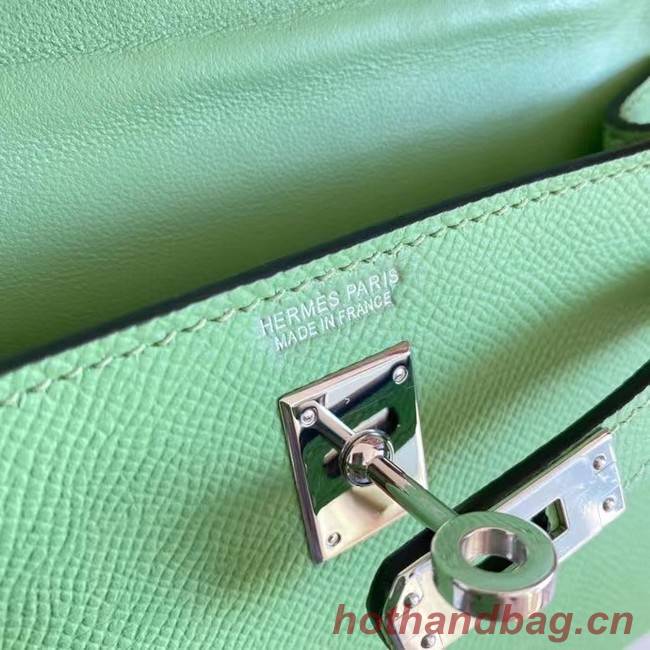 Hermes Kelly 19cm Shoulder Bags Epsom Leather KL19 Silver hardware Avocado Green