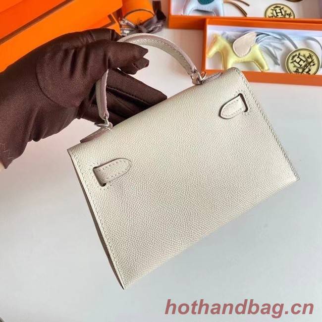 Hermes Kelly 19cm Shoulder Bags Epsom Leather KL19 Silver hardware Cream