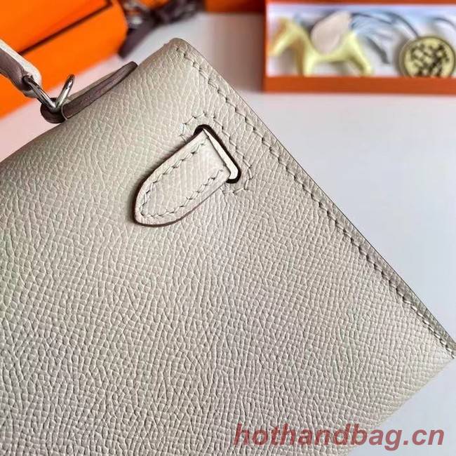 Hermes Kelly 19cm Shoulder Bags Epsom Leather KL19 Silver hardware Cream