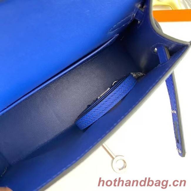 Hermes Kelly 19cm Shoulder Bags Epsom Leather KL19 Silver hardware Electro optic blue