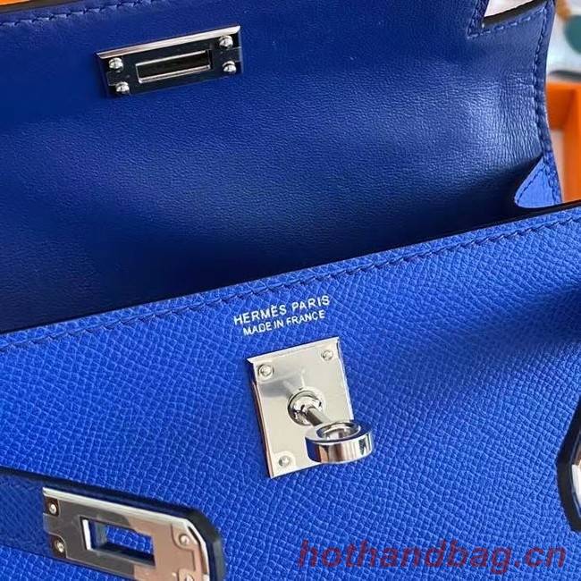 Hermes Kelly 19cm Shoulder Bags Epsom Leather KL19 Silver hardware Electro optic blue