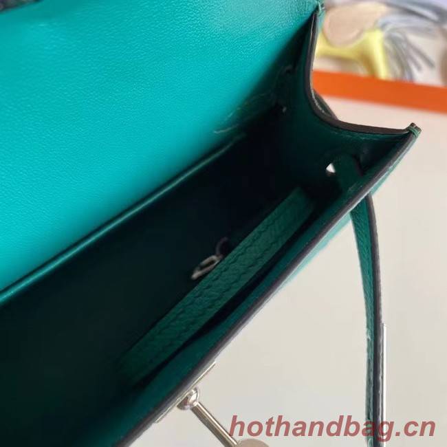 Hermes Kelly 19cm Shoulder Bags Epsom Leather KL19 Silver hardware Lake blue