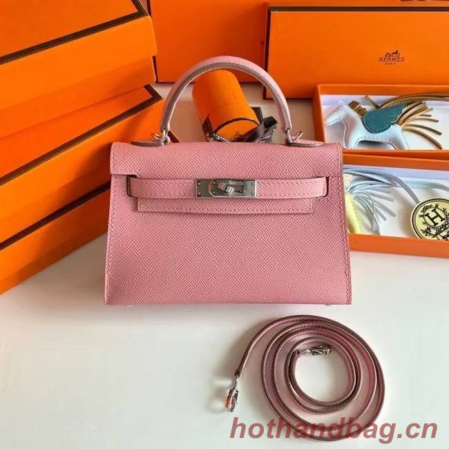 Hermes Kelly 19cm Shoulder Bags Epsom Leather KL19 Silver hardware pink