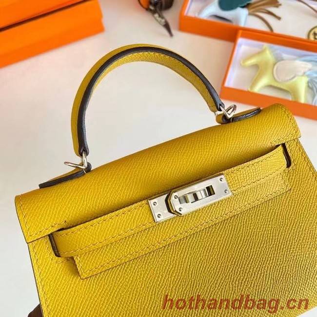 Hermes Kelly 19cm Shoulder Bags Epsom Leather KL19 Silver hardware yellow