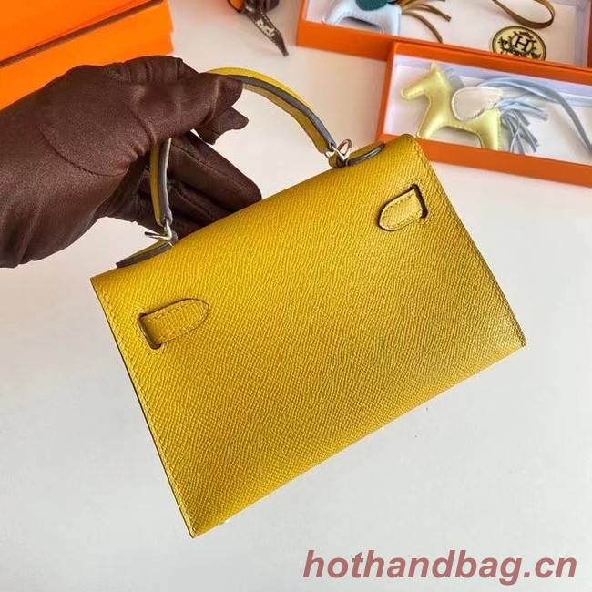 Hermes Kelly 19cm Shoulder Bags Epsom Leather KL19 Silver hardware yellow