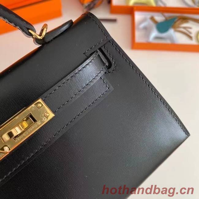 Hermes Kelly 19cm Shoulder Bags box Leather KL19 Gold hardware black