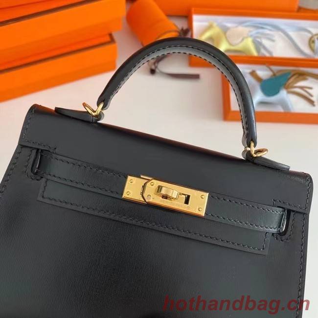 Hermes Kelly 19cm Shoulder Bags box Leather KL19 Gold hardware black