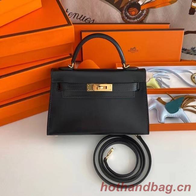 Hermes Kelly 19cm Shoulder Bags box Leather KL19 Gold hardware black