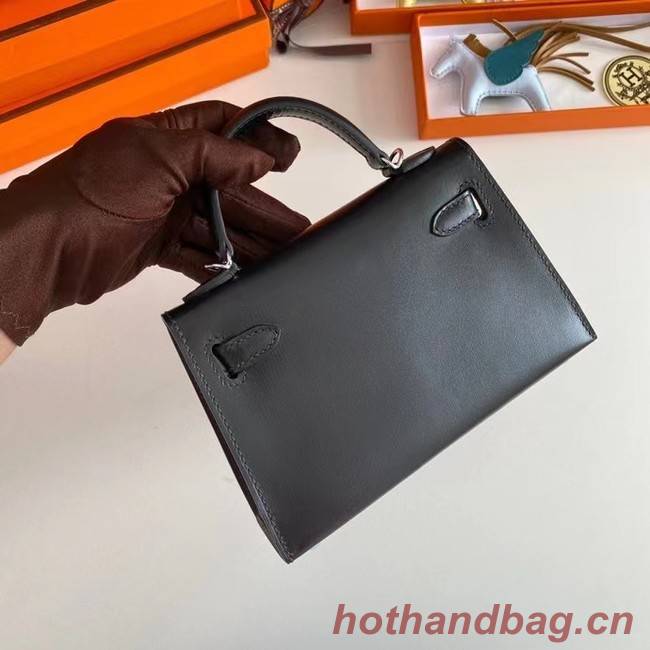 Hermes Kelly 19cm Shoulder Bags box Leather KL19 Silver hardware black