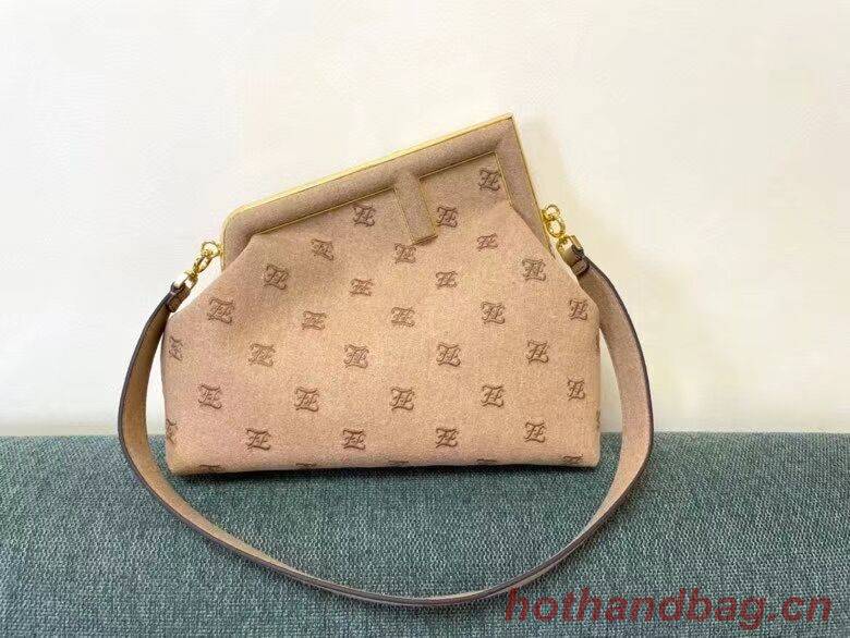 FENDI FIRST MEDIUM flannel bag with embroidery 8BP127A Beige