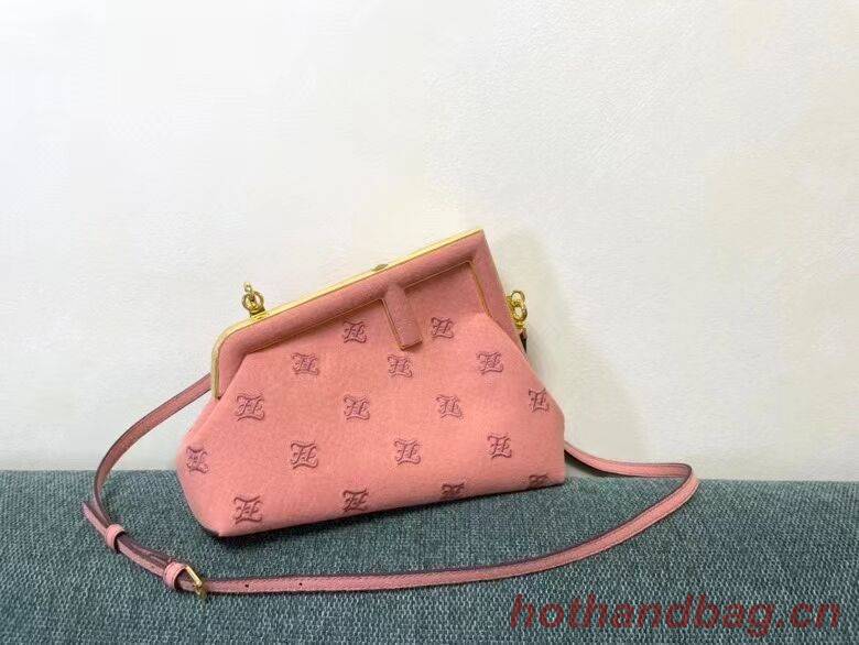 FENDI FIRST SMALL flannel bag with embroidery 8BP129A PINK