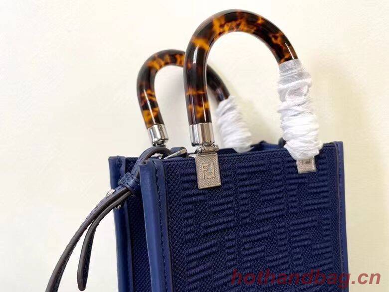 FENDI MINI SUNSHINE SHOPPER FF fabric mini-bag 8BS051AG dark blue