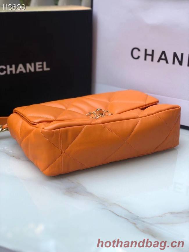 CHANEL Lambskin 19 Flap Bag AS1161 orange