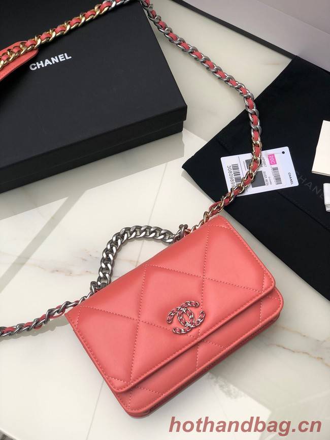 Chanel 19 Classic Sheepskin Leather Chain Wallet AP0957 cherry blossoms