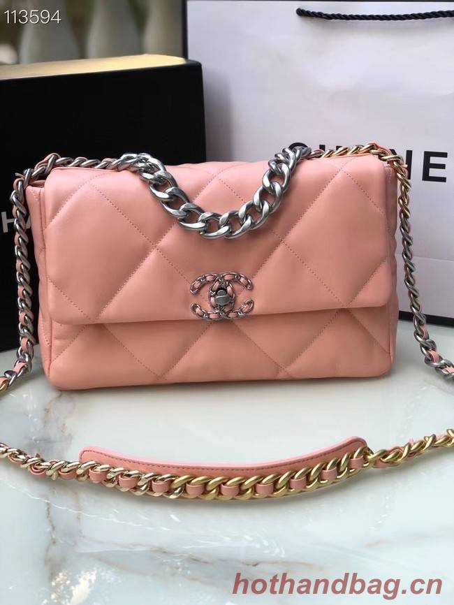 CHANEL Lambskin 19 Flap Bag AS1160 AS1161 light pink