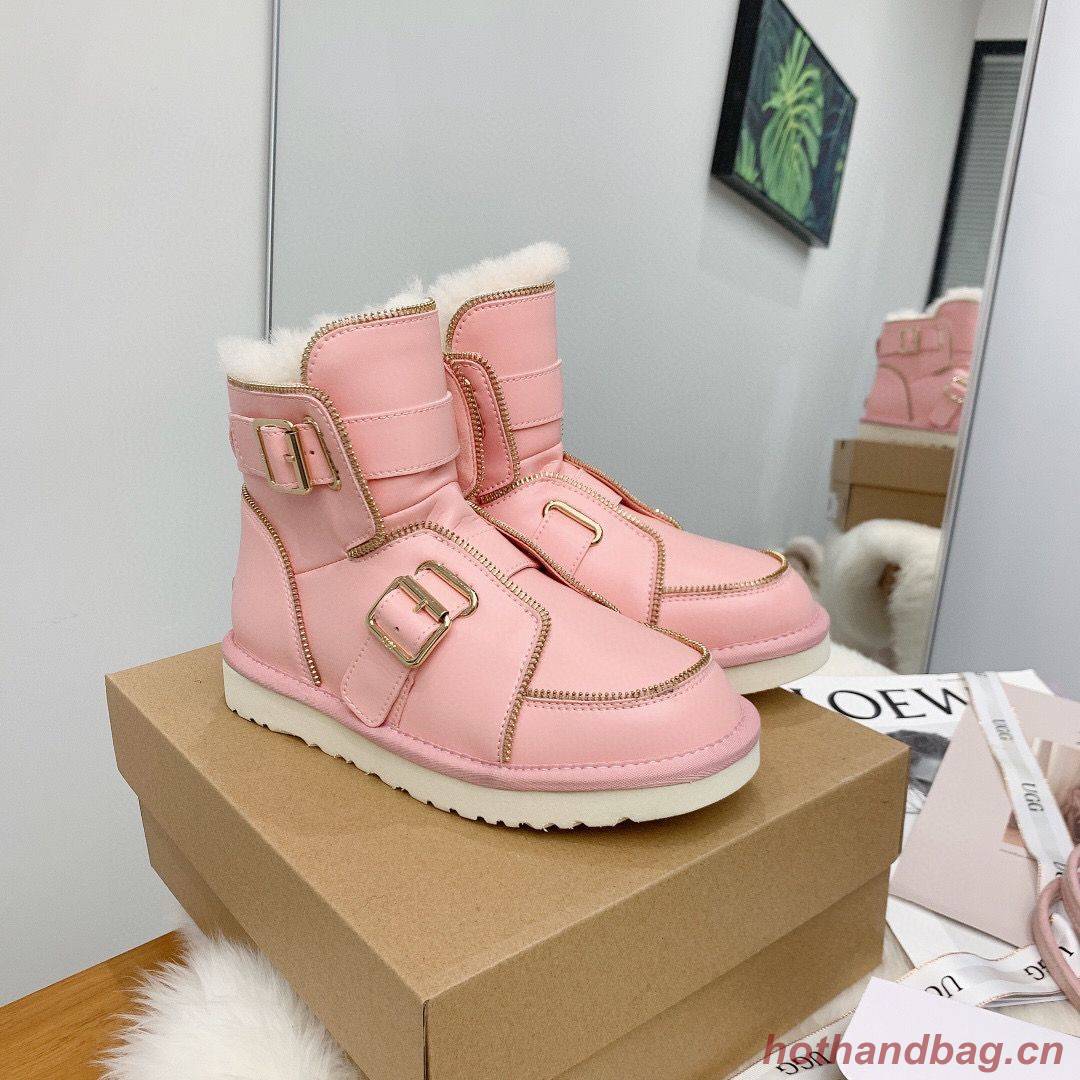 UGG Locomotive Boots Original Leather Full Wool Shoes UGG10360 Pink