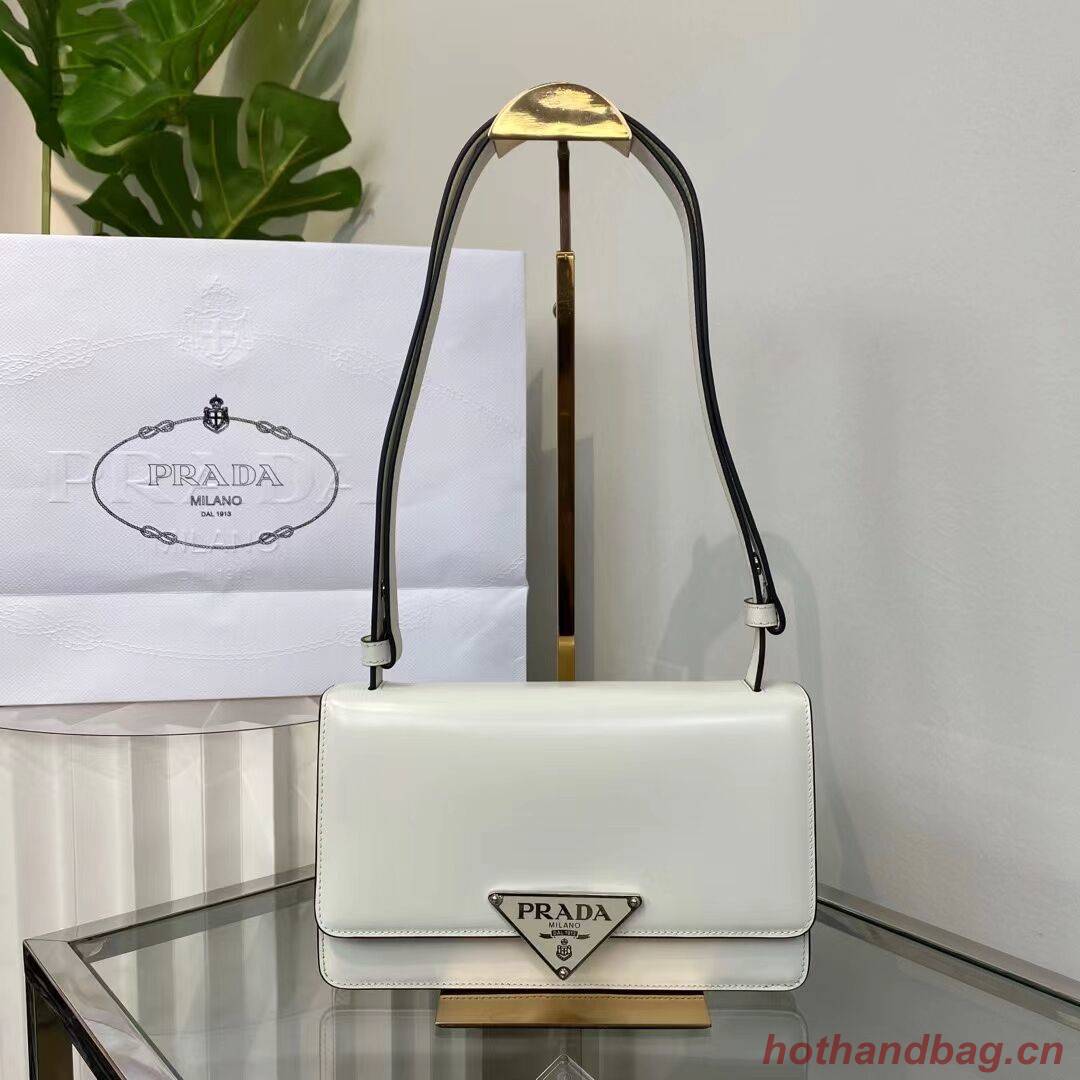 Prada Cleo brushed leather shoulder bag 1BN321 white