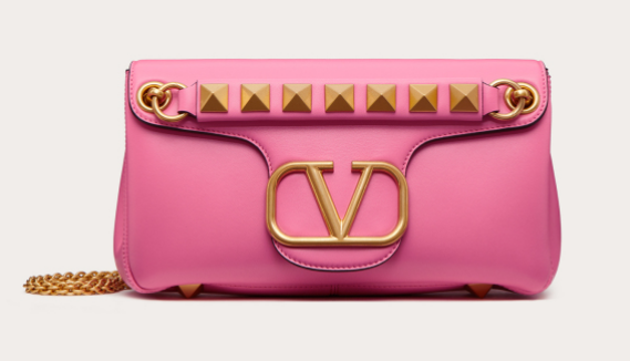 VALENTINO GARAVANI Stud Sign nappa Shoulder Bag NL098 pink