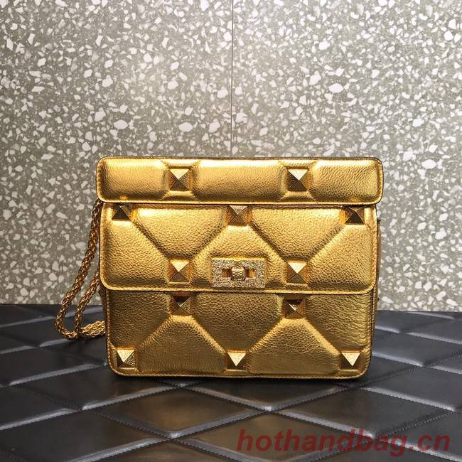 VALENTINO GARAVANI Grained Calfskin Shoulder Bag 2B0I59 gold