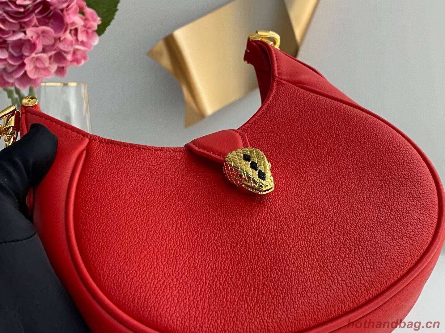 BVLGARI Shoulder Bag Calfskin Leather B281632 RED