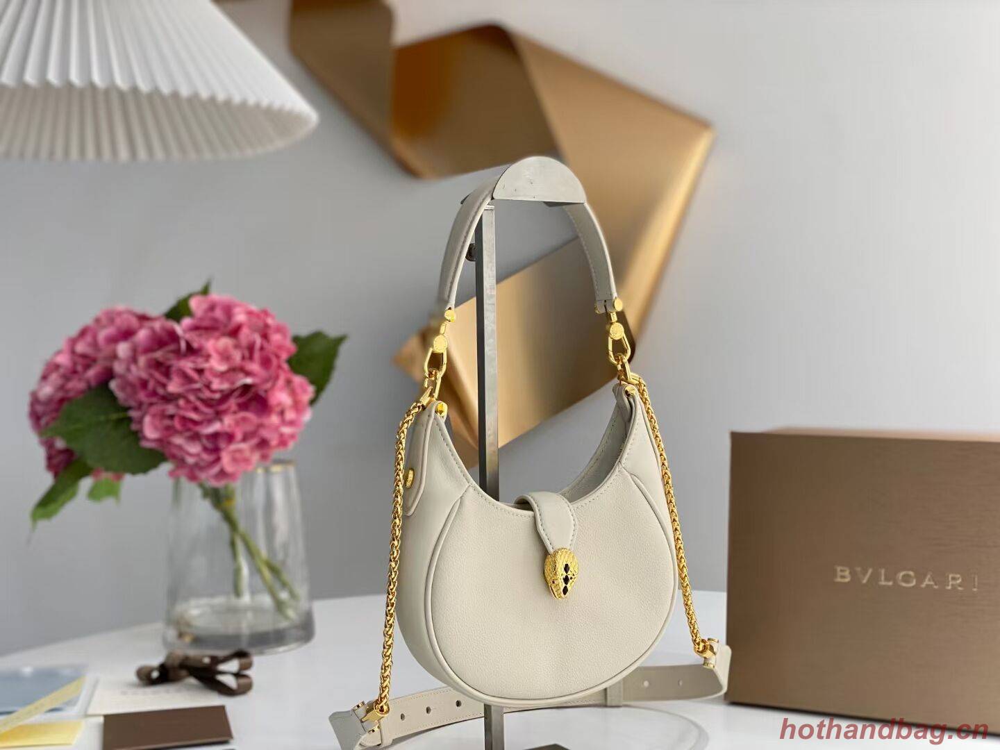 BVLGARI Shoulder Bag Calfskin Leather B281632 white