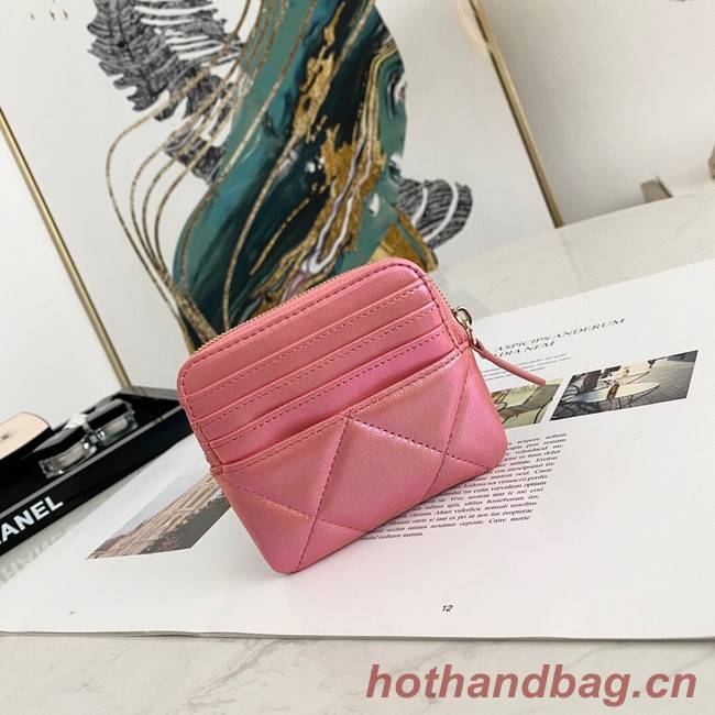 Chanel 19 Zip Card bag 82086 Pearl pink