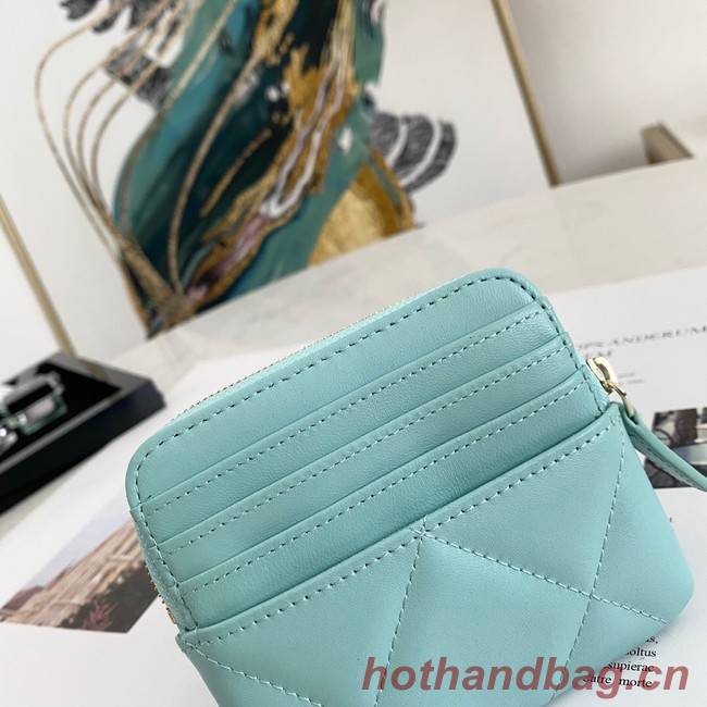 Chanel 19 Zip Card bag 82086 light blue