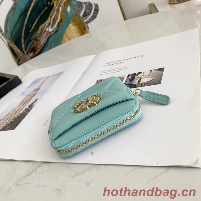 Chanel 19 Zip Card bag 82086 light blue