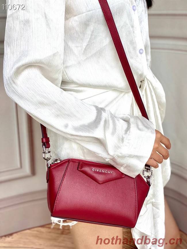 GIVENCHY Original Leather Shoulder Bag 1870 Burgundy