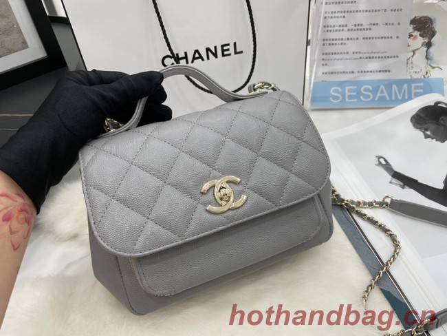 Chanel small flap bag Calfskin & Gold-Tone Metal A93749 light gray