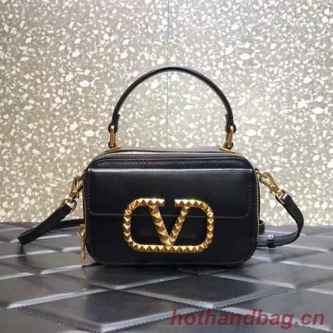 VALENTINO GARAVANI Rockstud Alcove small grain calf leather 2B0058 black