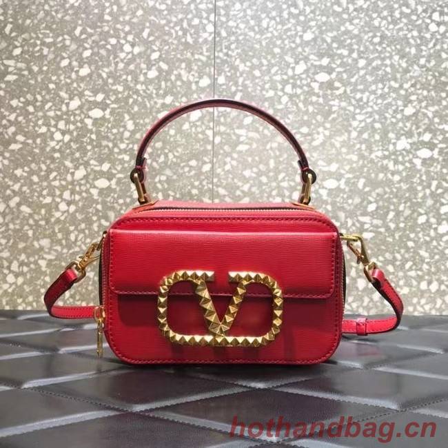 VALENTINO GARAVANI Rockstud Alcove small grain calf leather 2B0058 red