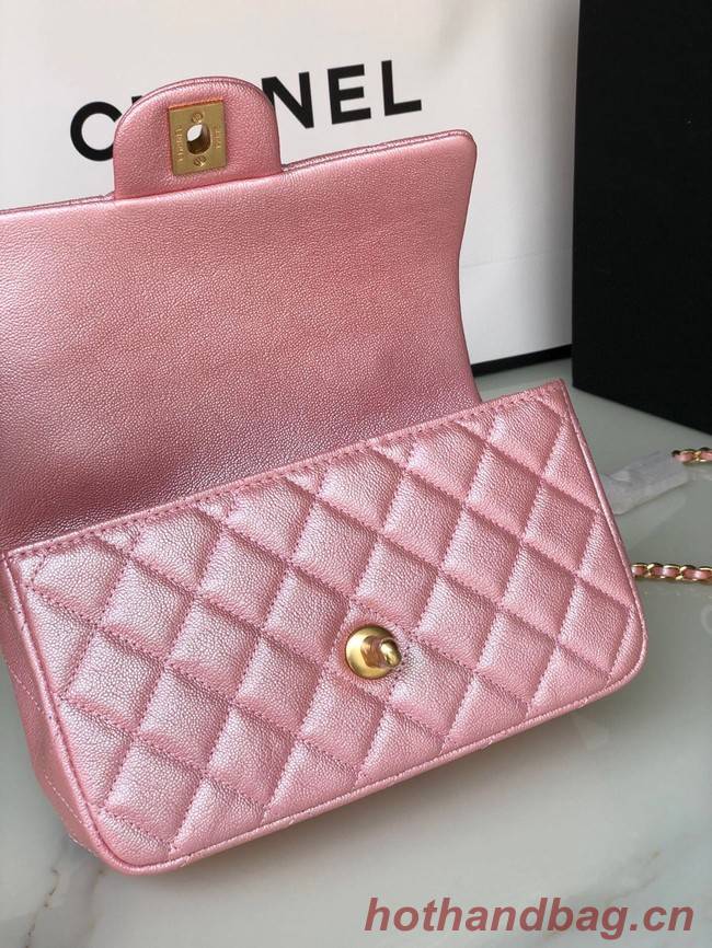 CHANEL mini flap bag with top handle AS2431 rose