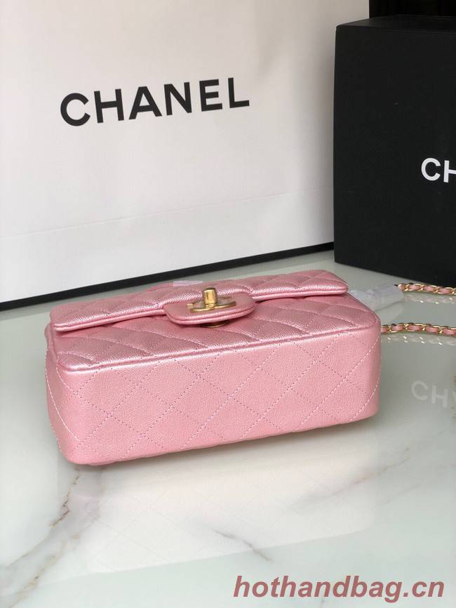 CHANEL mini flap bag with top handle AS2431 rose