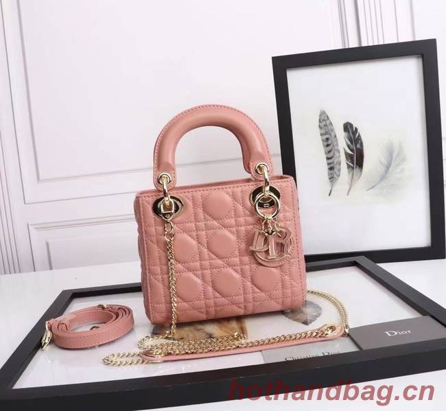 MINI LADY DIOR BAG Lambskin M0566OE pink&gold