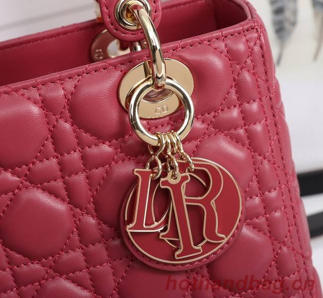 MEDIUM LADY DIOR BAG Cannage Lambskin M0565E red