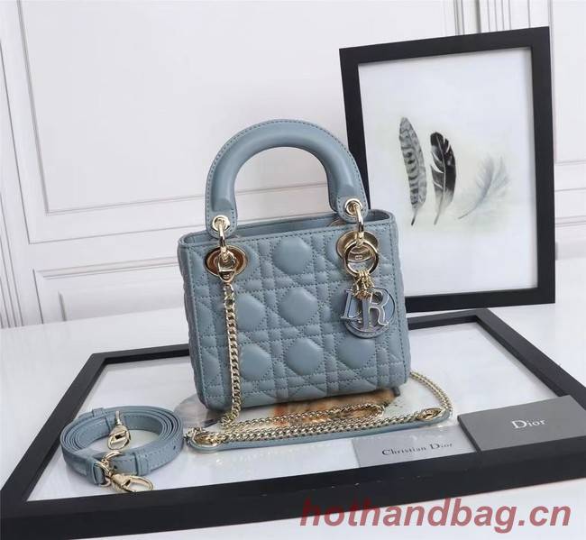 MINI LADY DIOR BAG Lambskin M0566OE light blue