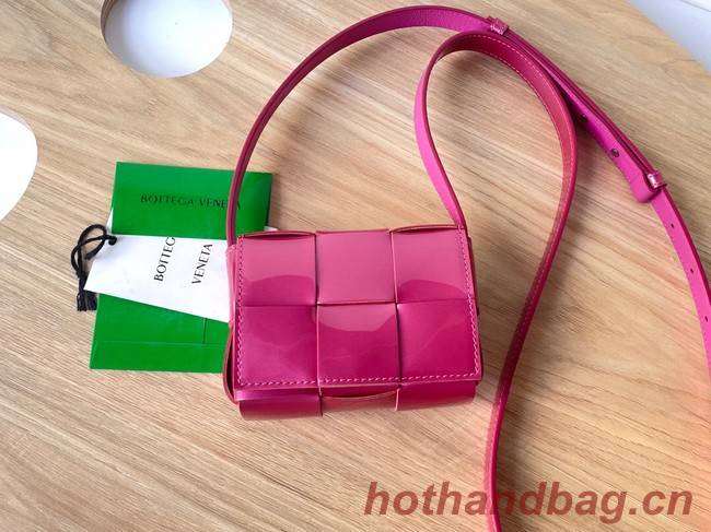 Bottega Veneta CASSETTE Mini intrecciato textured leather crossbody bag 666688 rose