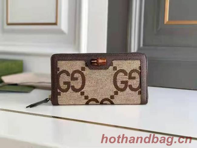 Gucci Diana jumbo GG zip around wallet 658634 BROWN