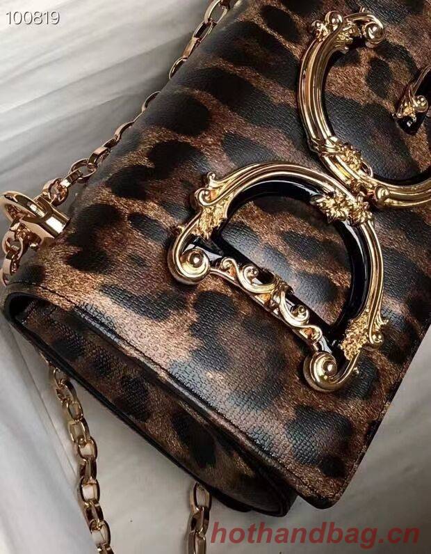 Dolce & Gabbana Origianl Leopard Print Leather Shoulder Bag 4006-1 brown