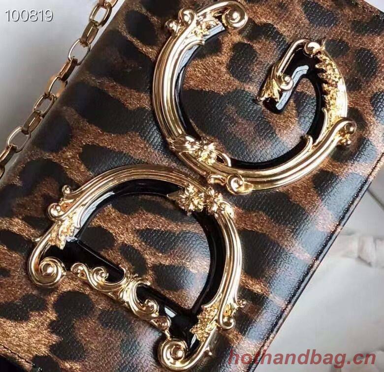 Dolce & Gabbana Origianl Leopard Print Leather Shoulder Bag 4006-1 brown