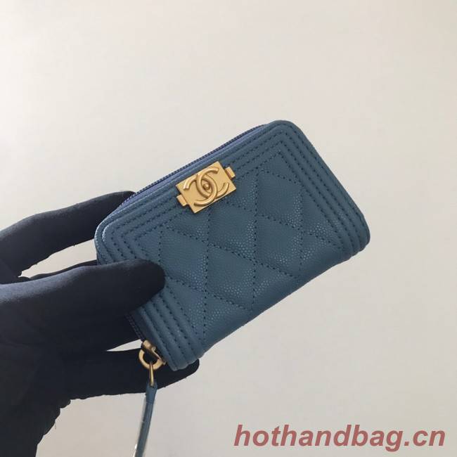 BOY CHANEL Coin Purse A80602 blue