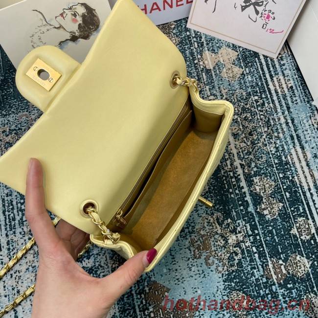 Chanel MINI Flap Bag Original Sheepskin Leather 1116 light yellow