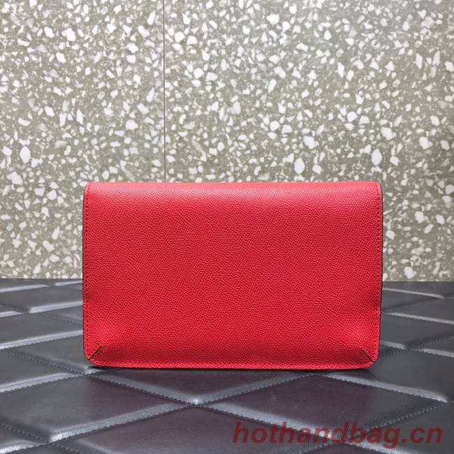 VALENTINO GARAVANI Stud Sign Grained Calfskin clutch bag 0650 red